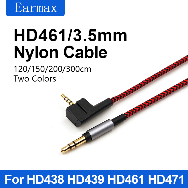 For Sennheiser HD461 HD438 HD439 HD461G HD461i HD471i Earphones Replaceable 3.5mm to 2.5mm Nylon Braided Upgrade Cable