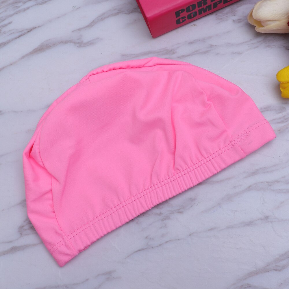 Adult Swim Cap Polyester Cloth Fabric Bathing Cap Men and Swimming Hat Caps for Water Sports (Pink)