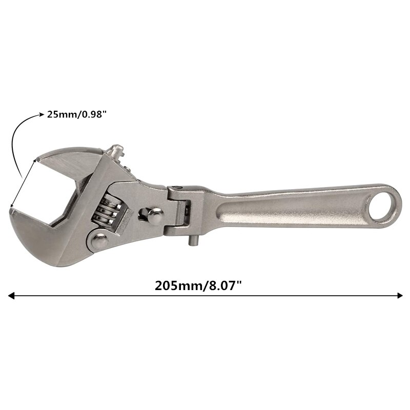 8 Inch Flexible Head Adjustable Ratchet Wrench 180° Rotating Folding Ratchet Wrench Tubing Wrench Repair Tool Hand Tools