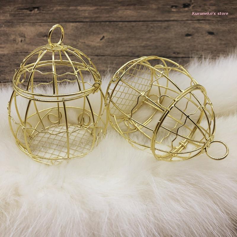 Mangeoire d&#39;extérieur pour oiseaux, petit support de boule de graisse suspendue, outil d&#39;alimentation facile à remplir, Durable en métal doré, mangeoires à boules de suif pour oiseaux