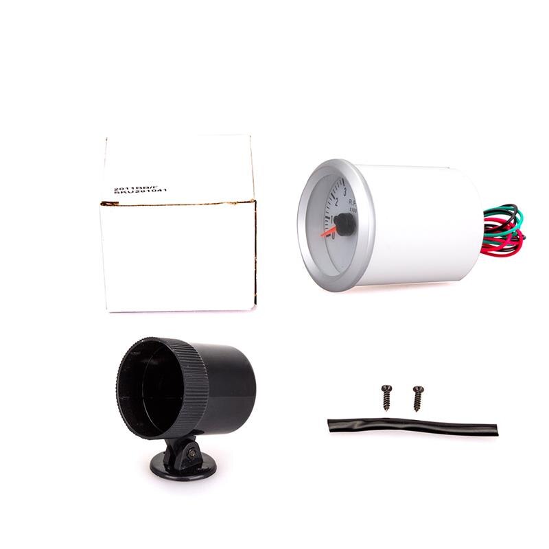 Tacómetro universal automático blanco de 2 "y 52mm para Indicador de rpm de coche, medidor de rpm para motocicleta, Panel de Control, motor rpm 0 ~ 8000 tach