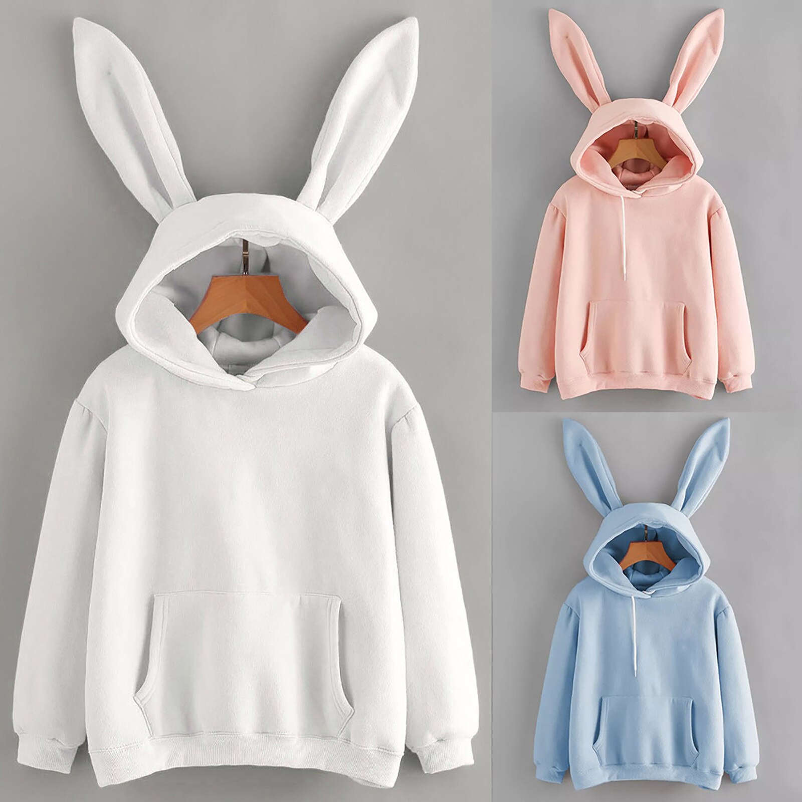 Sudadera de manga larga con capucha de conejo de dibujos animados para mujer, suéter, chaqueta, chaqueta, bonita Sudadera con capucha de conejo para mujer, Otoño e Invierno