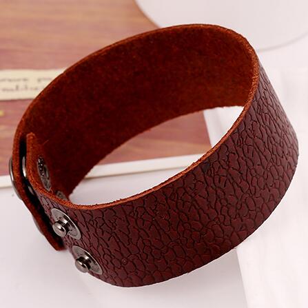 Punk Zwart Bruin Brede Lederen Polsbandjes Manchet Armband Gothic Casual Vrouwen Mannen Biker Eenvoudige Charme Bangle Vintage Sieraden