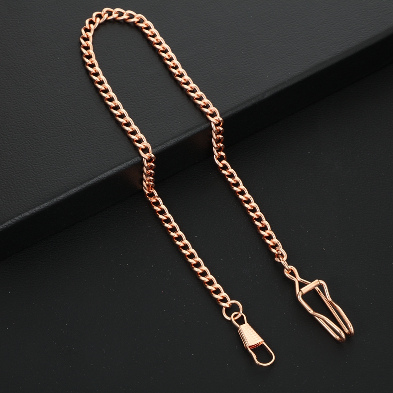 Rustfrit stål lommeur kæde sølv sort guld bronze til mænd kvinder mekanisk lommeur & amp; fob ur: Kæde b rosa guld