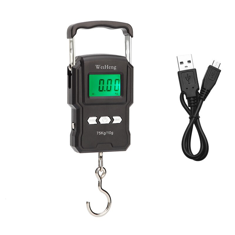 75kg/10g Digital Waage mit 100cm MaßBand Elektronische Gleichgewicht Hand Waagen für Angeln Gepäck Reise steelyard Gewicht Waage: A22L USB aufladen