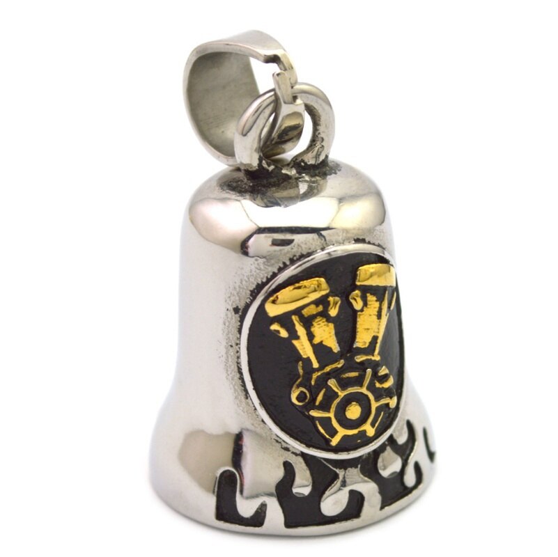Hommes garçon titane acier Cool aigle vélo moto Style cloche pendentif dernier bijoux: Or-couleur
