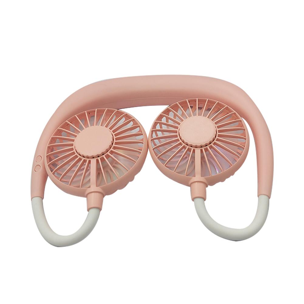 Glowing Handheld Fan Innovative Portable Mini USB Rechargeable Halter Fan Student Office Desktop Hand Holding USB Fan: Pink