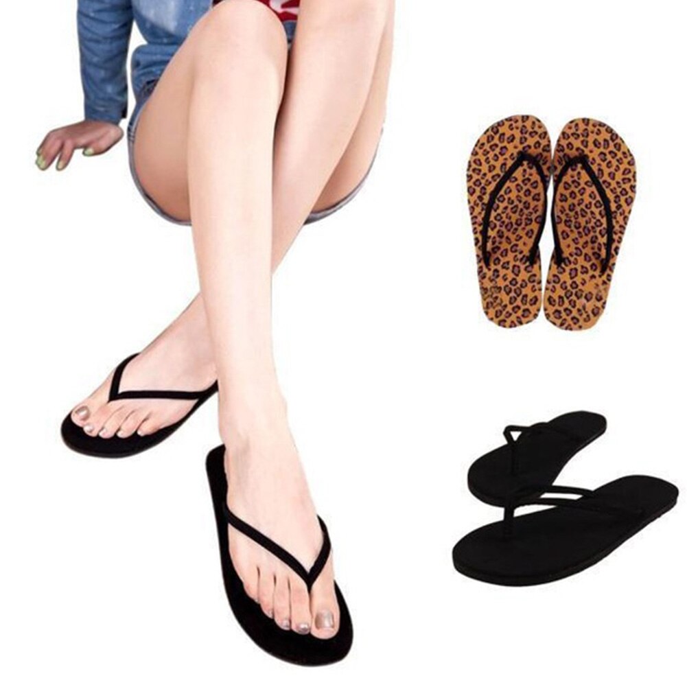Summer Women Leopard Stripes Slipper Flip flops Black Flat beach Sandals mujer ladies girl casual slipper
