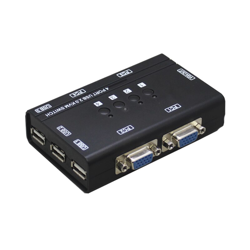 KVM Switch 4 Port AUTO VGA Switch with USB Console, 1 set of keyboard and mouse controls 4 computer hosts with cable