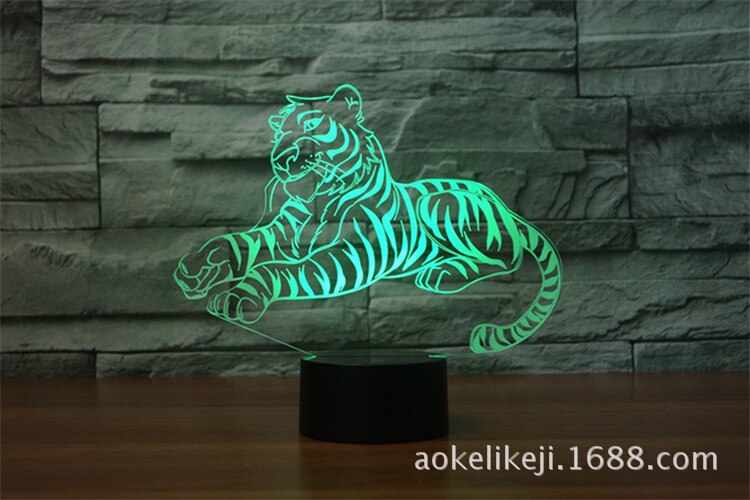 Tiger Model 3D LED Light Hologram Illusions 7 Colors Change Decor Lamp Best Night Light for Home Deco