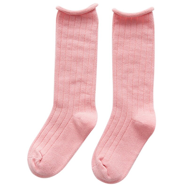 CYSINCOS 0-10Y niños calcetines largos medio tubo sólido algodón belleza caramelo colores calentadores bebé Calcetines niños Boby Niñas Ropa: Pink / 7-10Y