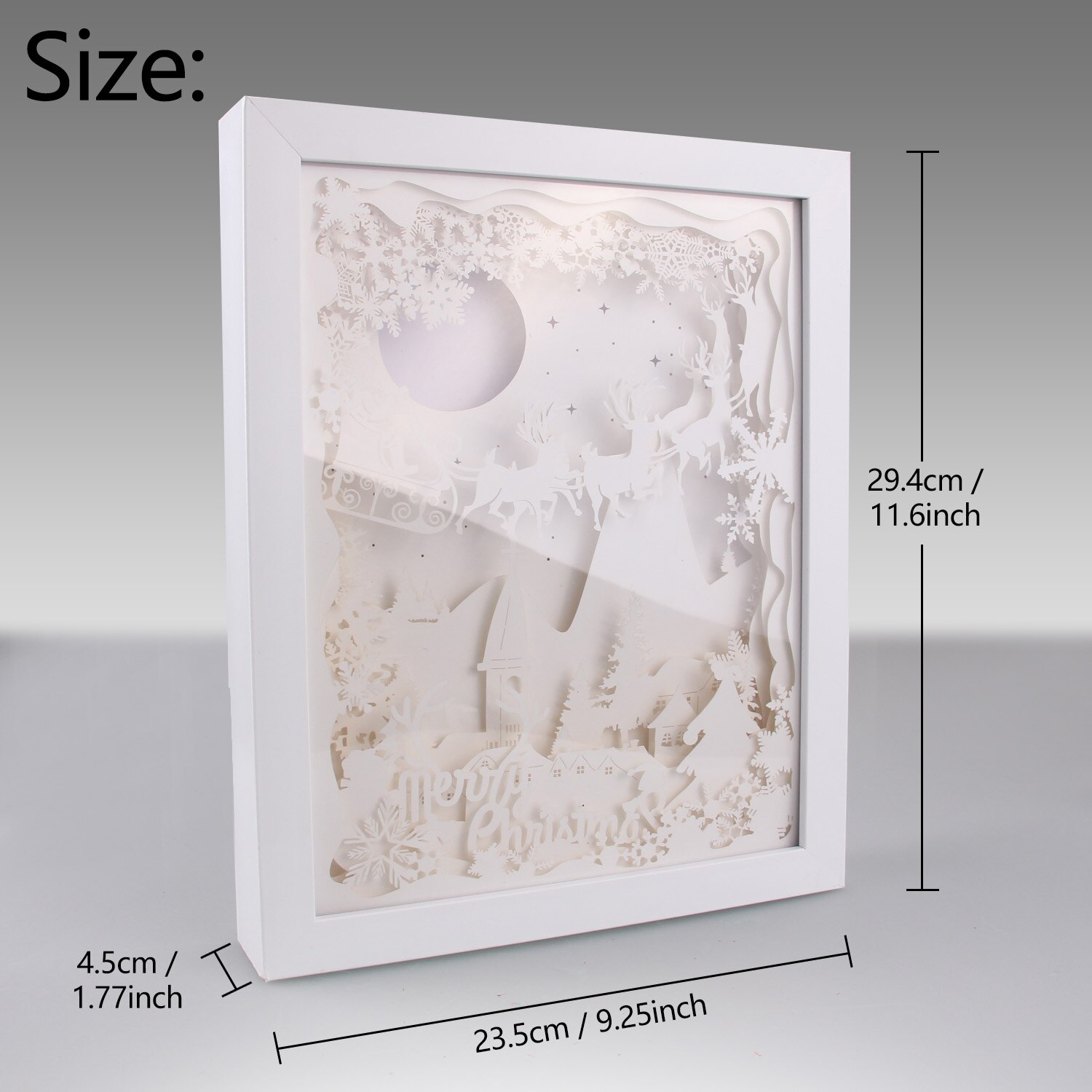 Merry Christmas 3D Shadow Box Paper Carving Papercut LED Night Lamp Light for Bedroom Coffee Shop Tea House Decoration