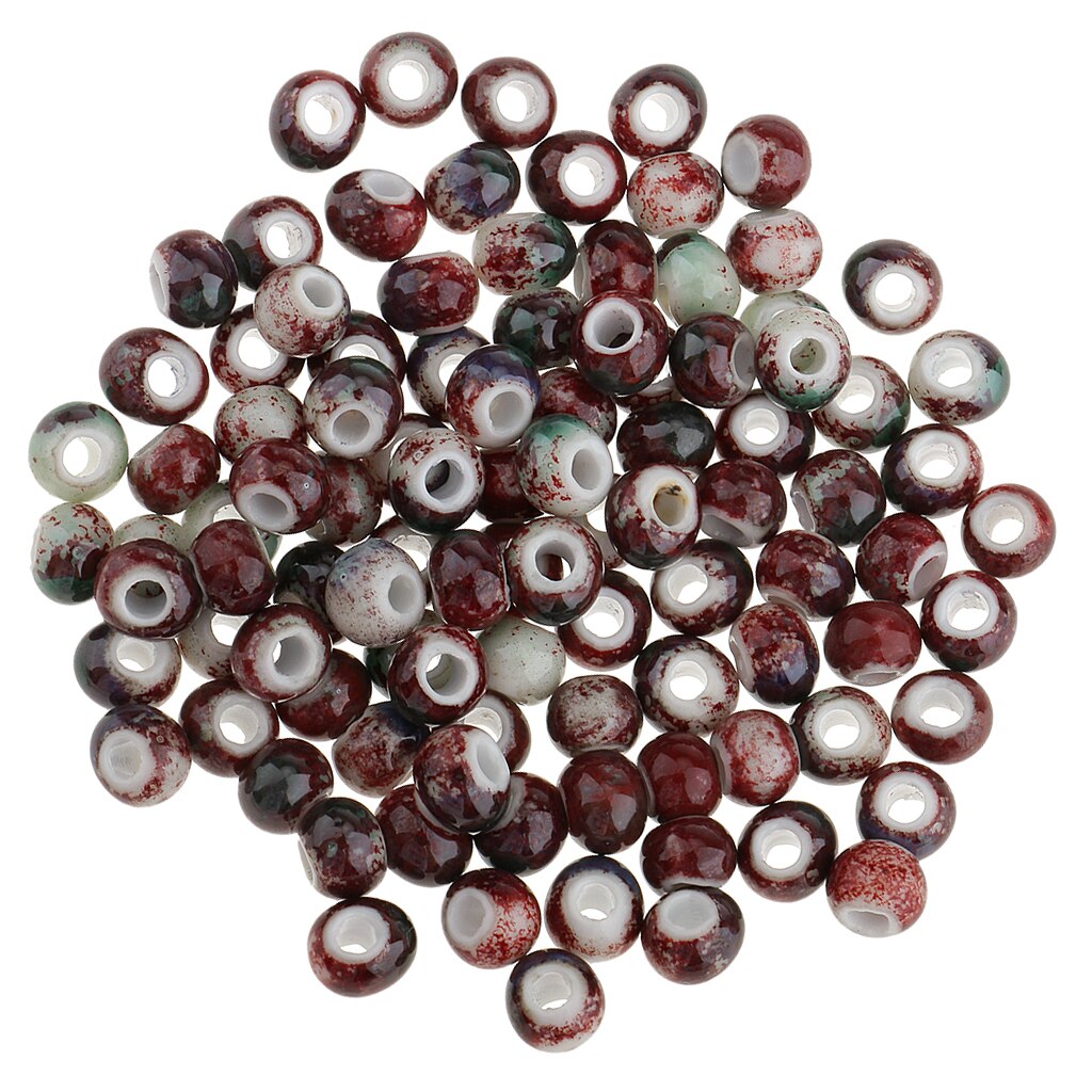 100 stk keramiske porcelænsperler - mellemperler - - smykkedel -: Farve 1