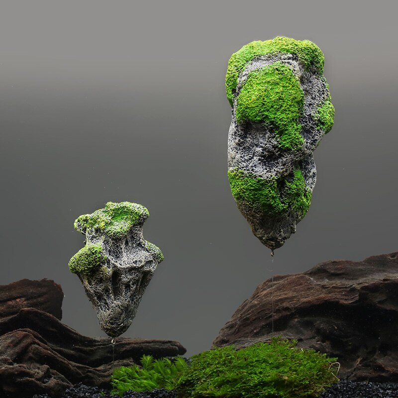 Moss Drijvende Rock Aquarium Decoratie Hars Kunstmatige Vliegende Stone Decor Puimsteen Ornament Voor Aquarium Landschapsarchitectuur