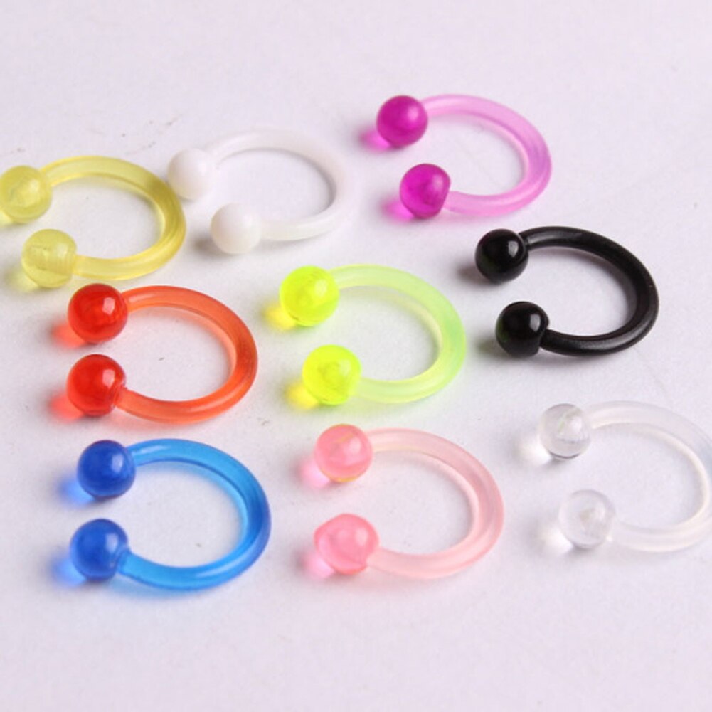 1 pièces acrylique nez anneaux Tragus Helix boucles d'oreilles nez cerceau anneau corps bijoux Piercing unisexe jauge nez cerceau Piercing boucles d'oreilles
