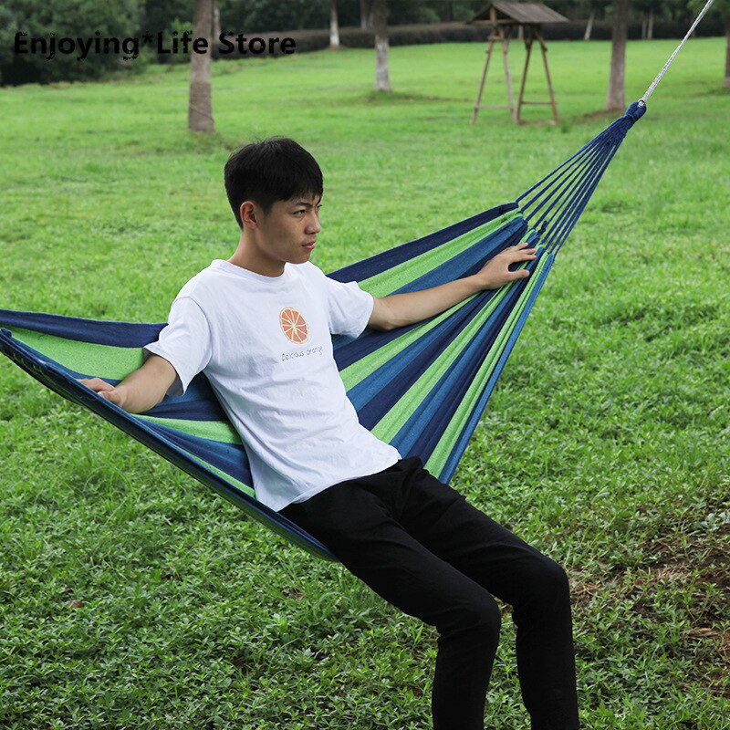 Rainbow Outdoor Leisure Double 2 Person Canvas Hammocks Ultralight Camping Hammock with Backpack 1.9*1.5m