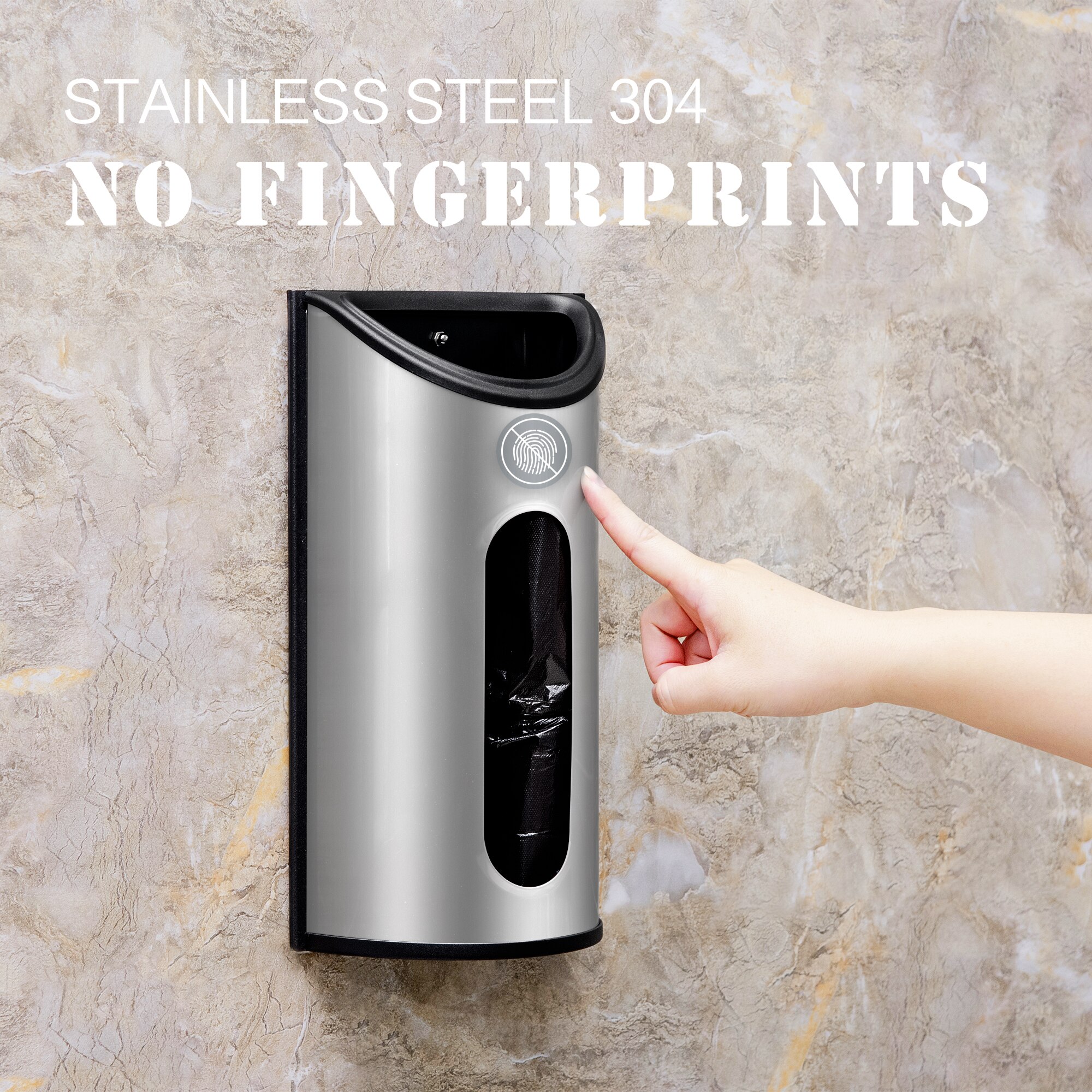 Kitchen Grocery Plastic Bag Holder and Dispenser for Plastic Bags - Easy - Wall Mount Grocery Bag Dispenser, Anti-Fingerprints