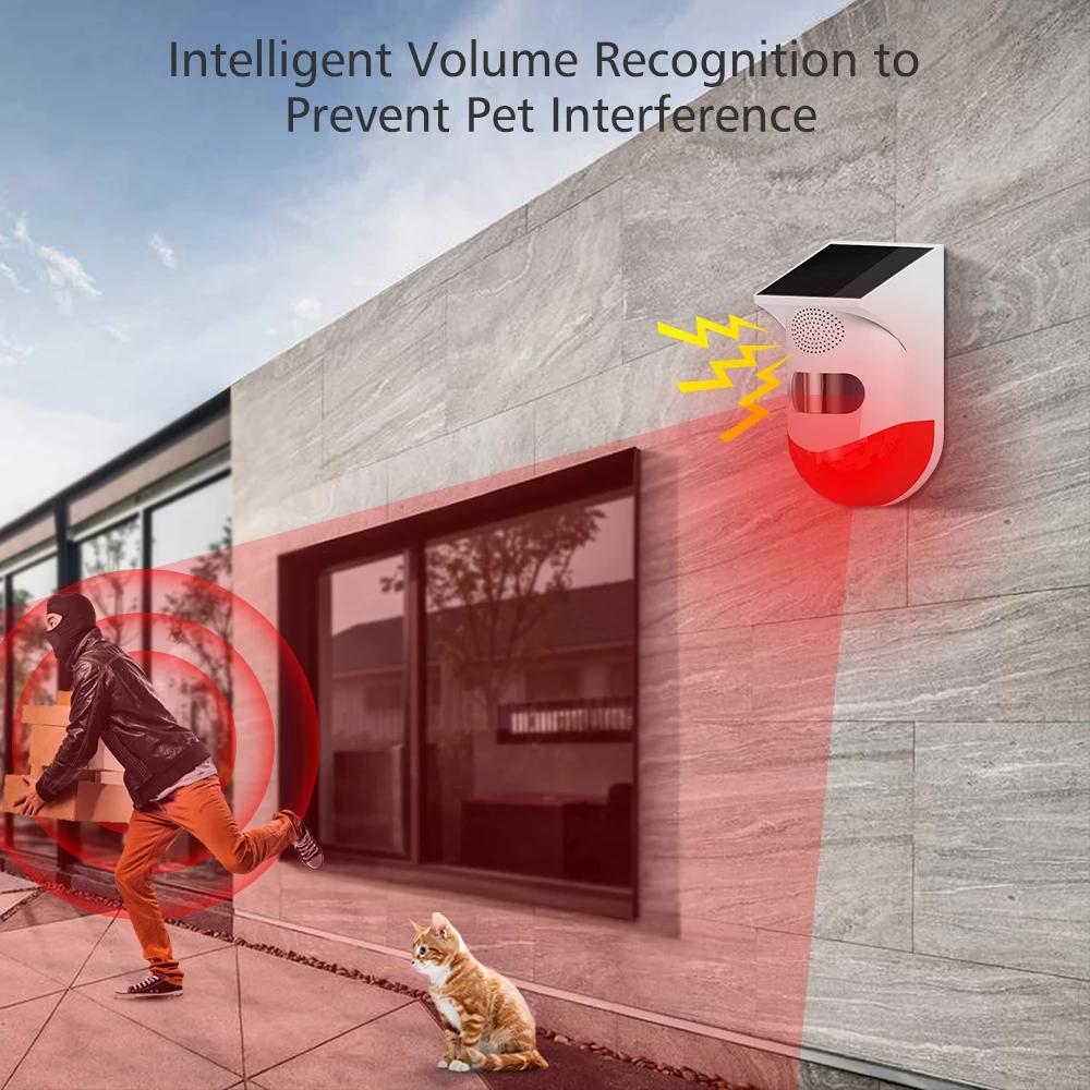 Pir-larmsystem säkerhetslarm för hemmet 433 mhz rörelsedetektor utomhus solcellslarm med fjärrkontroll pir-rörelsesensor