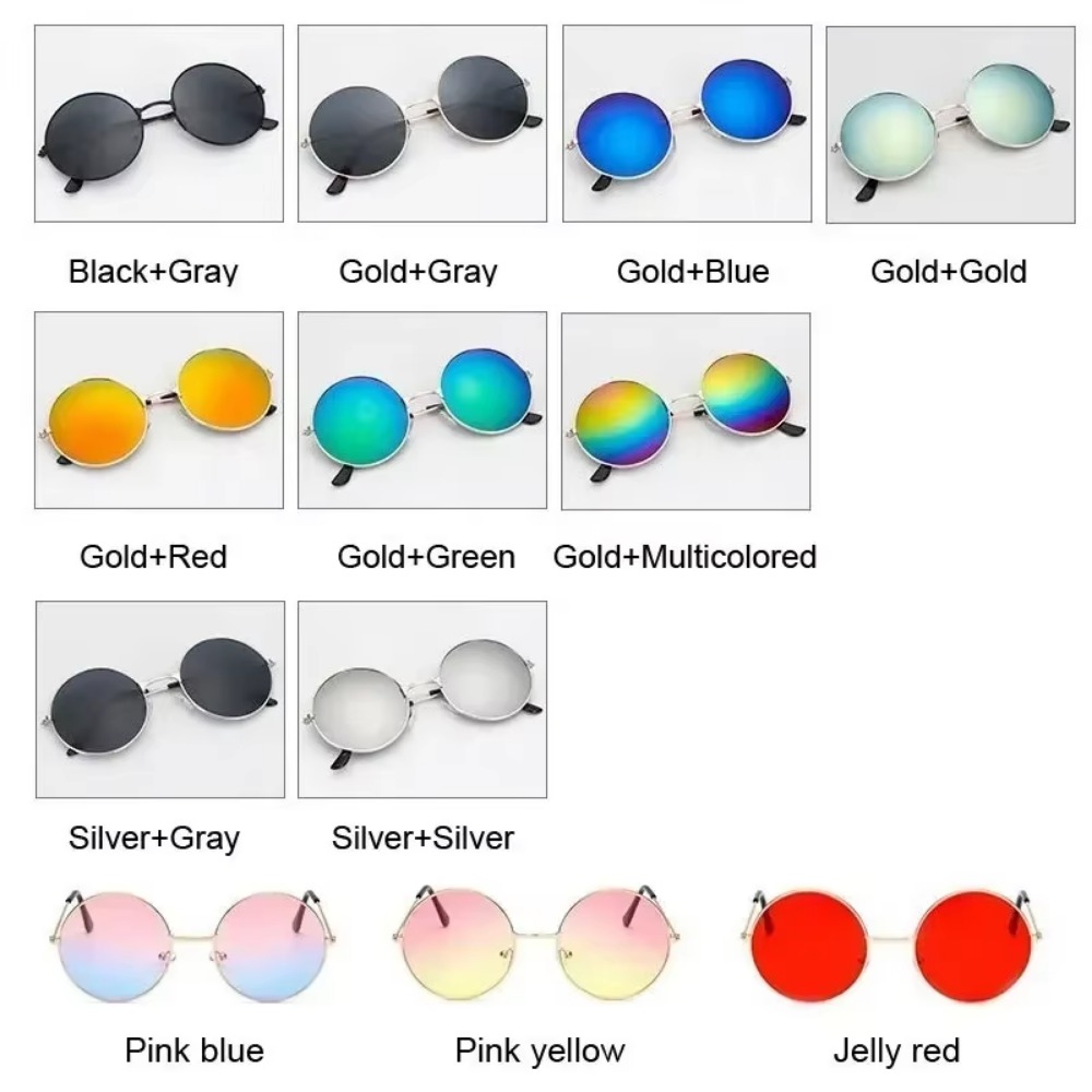 Gafas de sol redondas pequeñas Retro para mujer, lentes de sol de Metal negro, Vintage, de