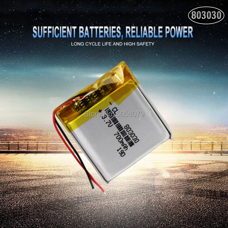 1pcs Rechargeable 700mAh Li-ion Battery Cell 803030 Lithium Polymer Li-Po li ion Battery Lipo cells For Toy GPS MP3 MP4