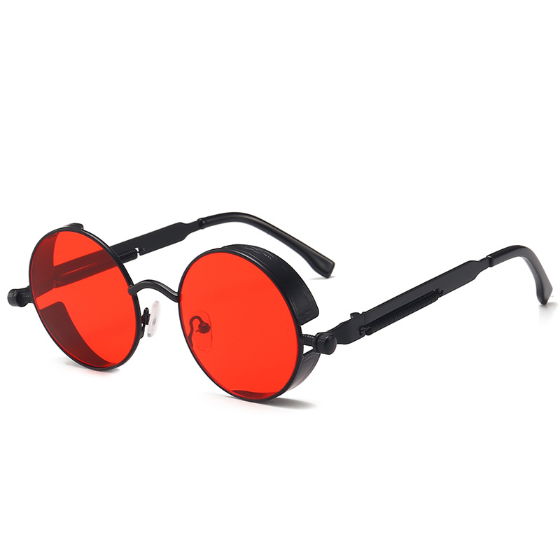 Metal Steam Punk Sunglasses Men Women Round Mirror Glasses Brand Vintage Sun Glasses Retro Eyeglasses UV400: Beige