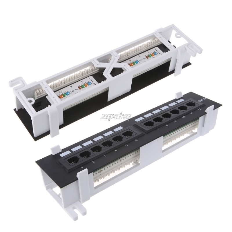 12 Port CAT5 CAT5E Patch Panel RJ45 Networking Wall Mount Rack Mount Bracket Whosale