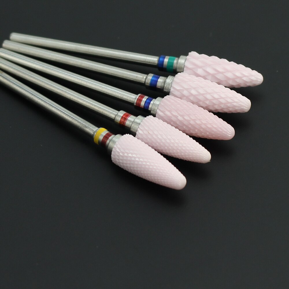 1 stücke Weiß Rosa Keramik Nagel Bohrer Fräsen Cutter für Manikübetreffend Elektrische Bohrer Zubehör Dreh Grat Manikübetreffend Bits Mühlen Werkzeug