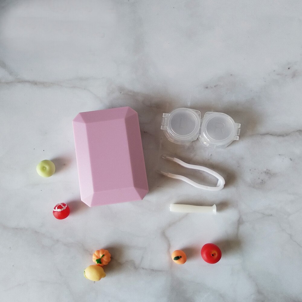 Stałe kolorowe soczewki kontaktowe śliczne mini soczewki kontaktowe zestaw robić pielęgnacji soczewki pojemnik soczewki skrzynka dla kobiet mężczyzn: Fioletowy