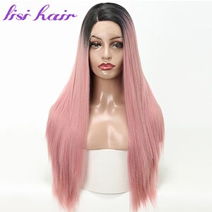 Lisi hår lang blondere parykk svart gylden cyan rosa lang rett syntetisk front blondere parykker til svarte kvinner afrikansk amerikansk hår: Ls111- rosa