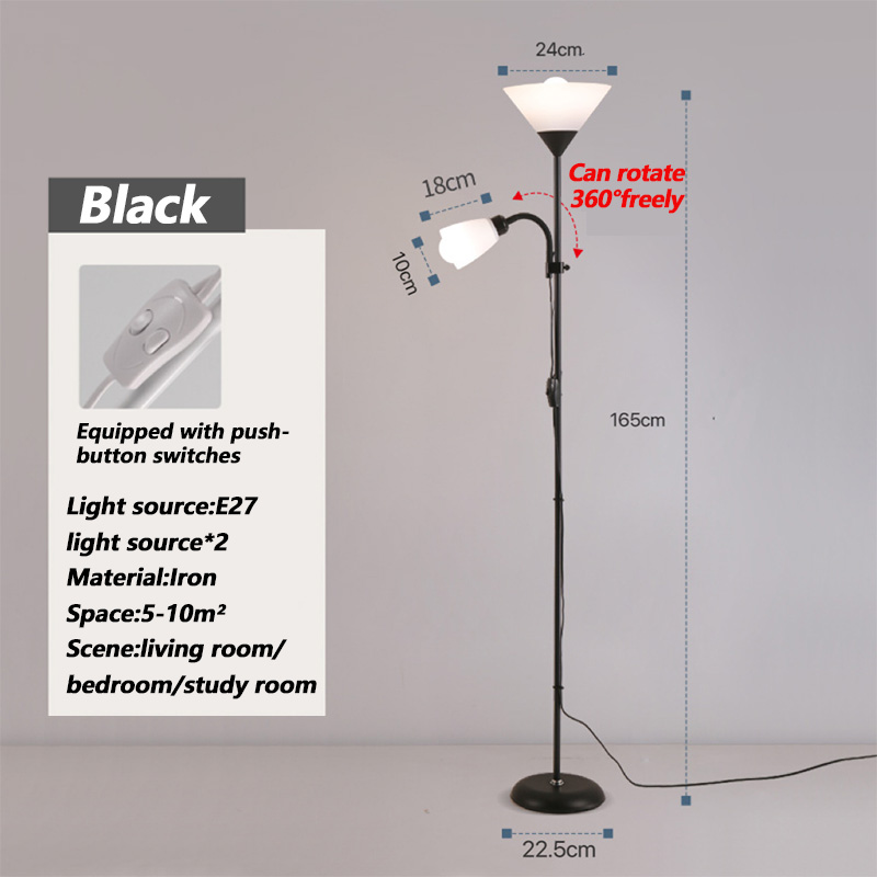 Jernmaling gulvlampe skandinavisk trykknapkontakt mor stil stue soveværelse arbejdsværelse indendørs minimalistisk dekorativ lampe: Brun / Rød
