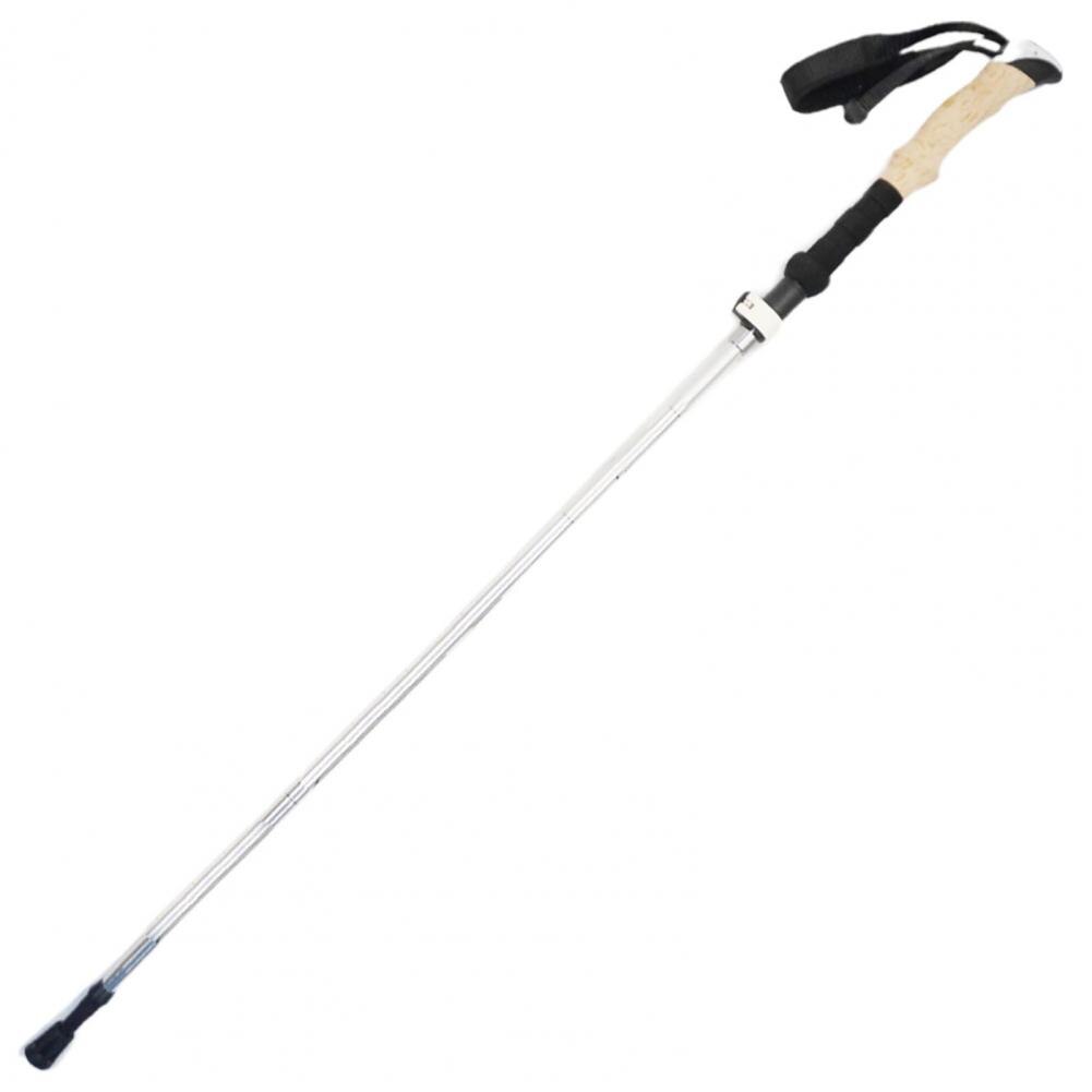 Lightweight Aluminum Alloy Folding Trekking Pole Hiking 5 Section Walking Stick: Silver