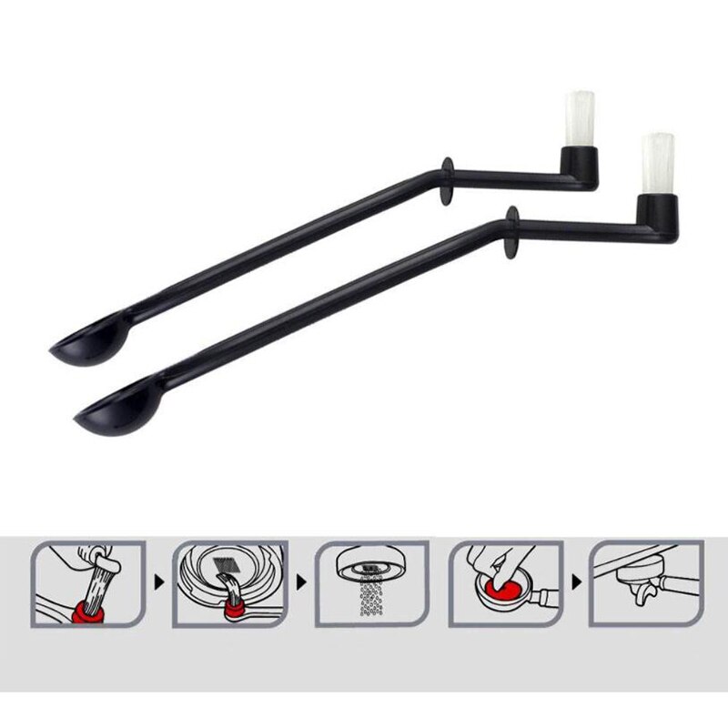 10Pcs 2 Stijlen Koffiezetapparaat Borstel Espresso Koffiemolen Borstels Koffielepel Machine Groep Hoofd Keuken Gereedschap