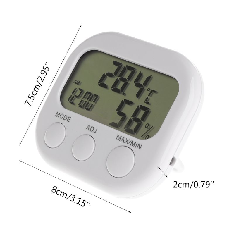 Digital LCD Thermometer Humidity Meter Hygrometer Max Min Air Temperature Clock