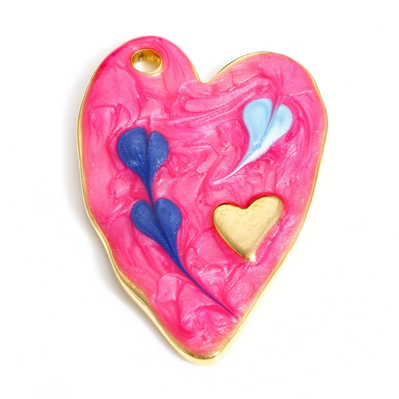 Dijes de corazón de acero inoxidable 304, colgantes de esmalte de mal de ojo religioso para la fabricación de joyas, collar del Día de San Valentín, hallazgos Diy, 1PC: Violeta