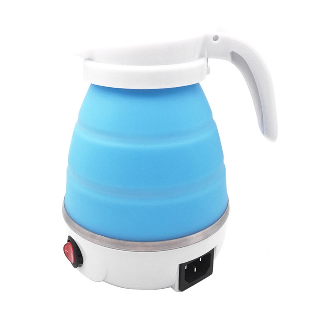 Hervidor de agua eléctrico plegable, tetera de silicona portátil de 600W para viaje, uso doméstico, accesorios de cocina: Blue EU Plug