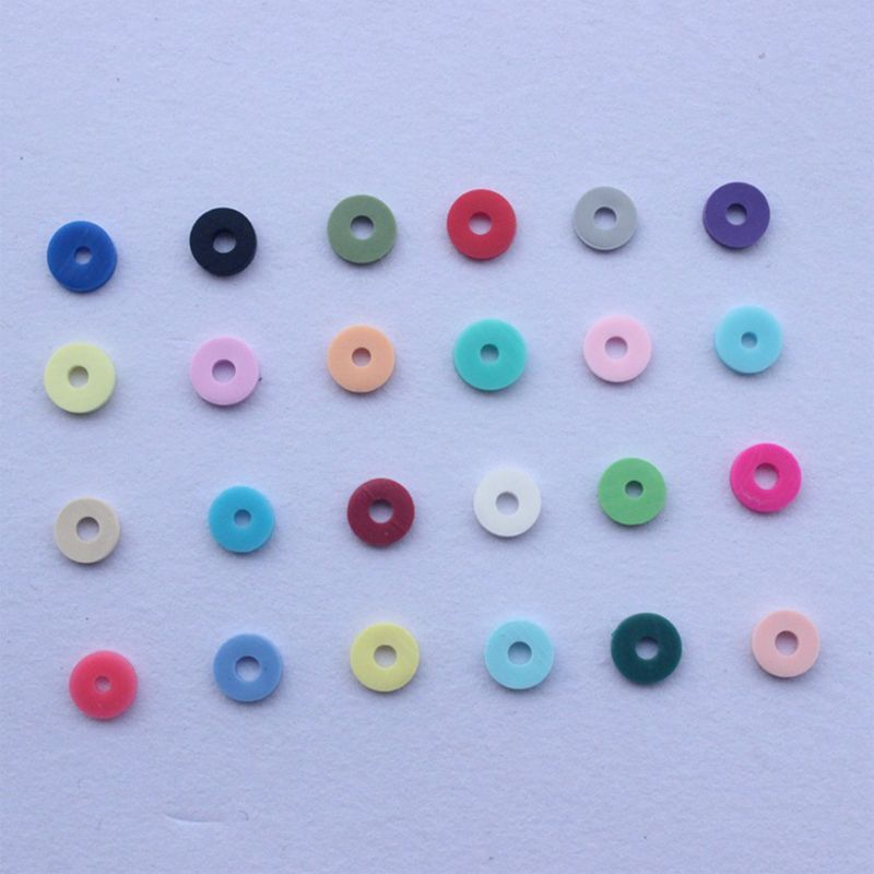 4800 stk 24 farver 6mm flade runde polymer ler skiver løs afstandsstykke perle diy smykker