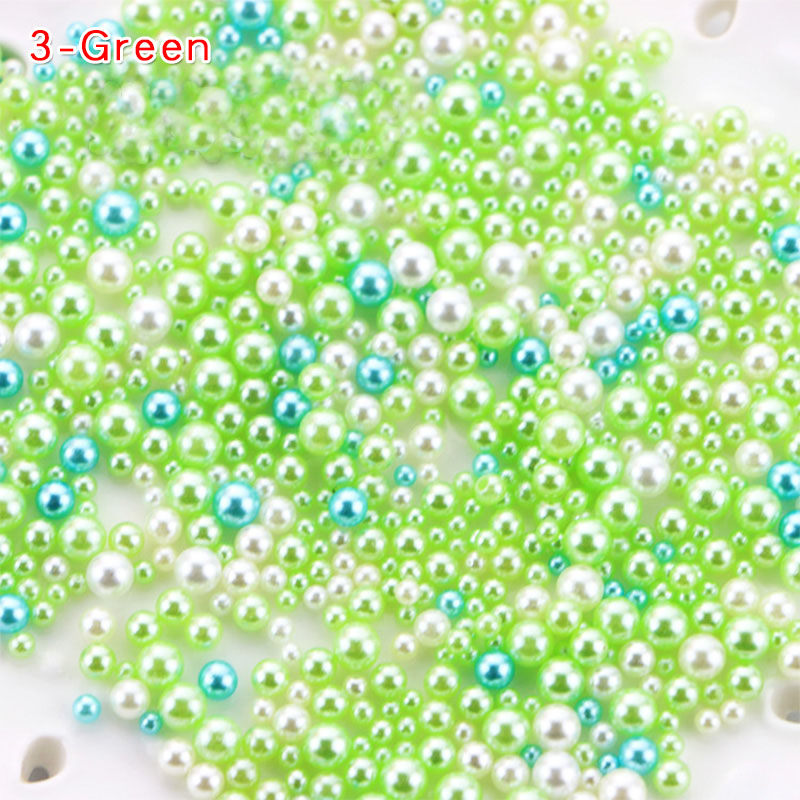 Simulation Pearl Slime Additives Accessories Small Beads Fluffy Slime Supplies Antistress Toys Lizun DIY Glue For Slimes Decor: 3-Green