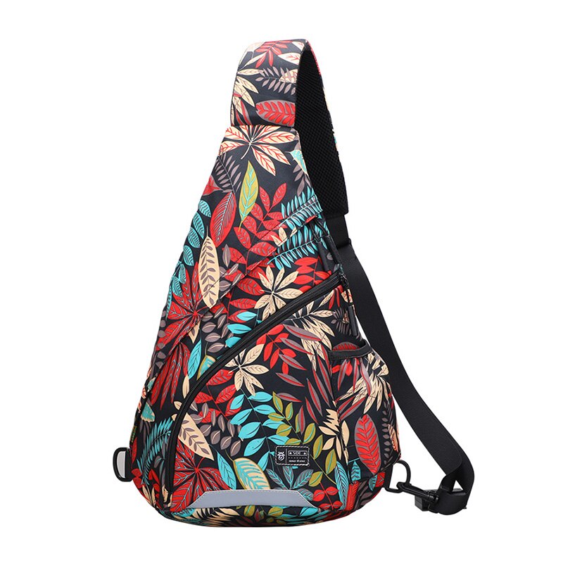 Senkey nova moda estilingue bolsa de ombro à prova dwaterproof água saco crossbody para mulheres saco peito viagem menina grande capacidade pacote peito feminino: Leaves