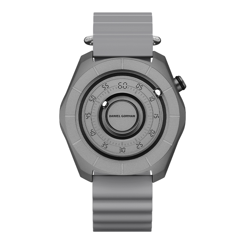 Men's Casual Magnetic Watch Brass Quartz Waterproof Silicone Strap Sports Clock Fashionable Magnet Ball Relogio Masculino: grey
