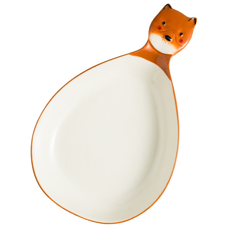 Ceramic cute super cute children's plate handle plate cartoon animal plate handle dining plate ceramic tablewar