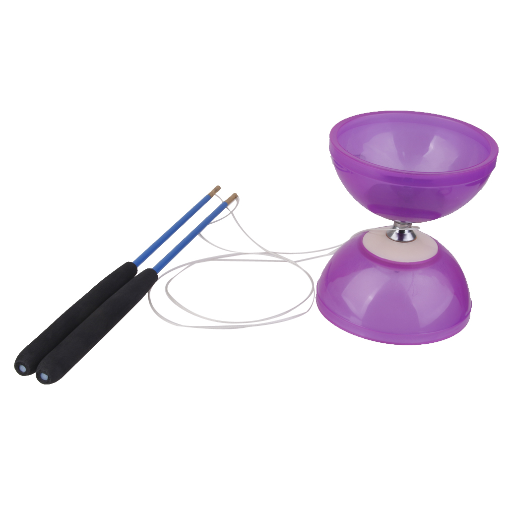 Diabolo de 5 rodamientos con palos de mano y Cuerda de malabares de juguete-púrpura