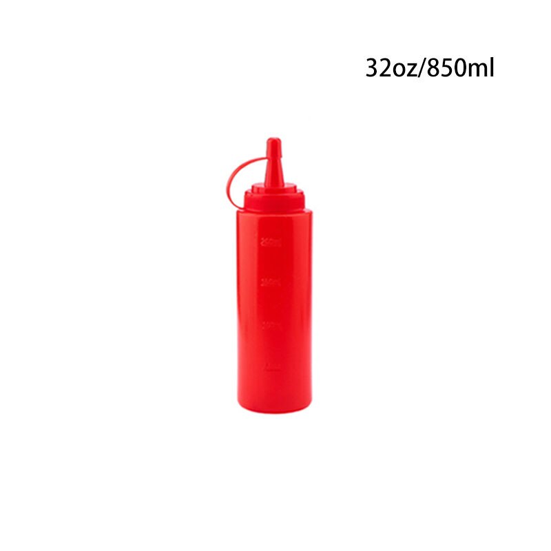 Plastic Naald Neus Salade Dressing Squeeze Fles Ketchup Duurzaam Mosterd Kruiderij Dispenser Flessen Keuken Accessoires: 32 oz (850ml)-Red
