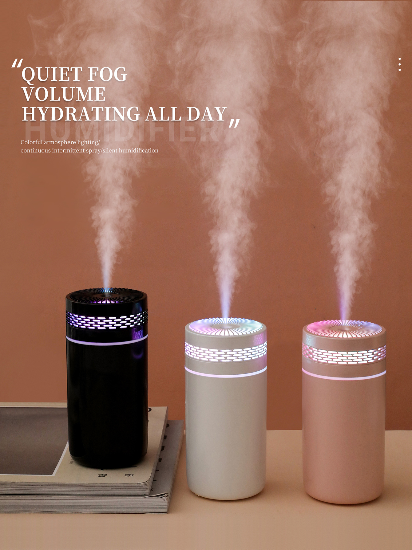 Auto-Luftbefeuchter, tragbarer Mini-Spray-Luftbefeuchter mit LED-Licht, USB-betriebener Aromatherapie-Öldiffusor für Schlafzimmer und Reisen