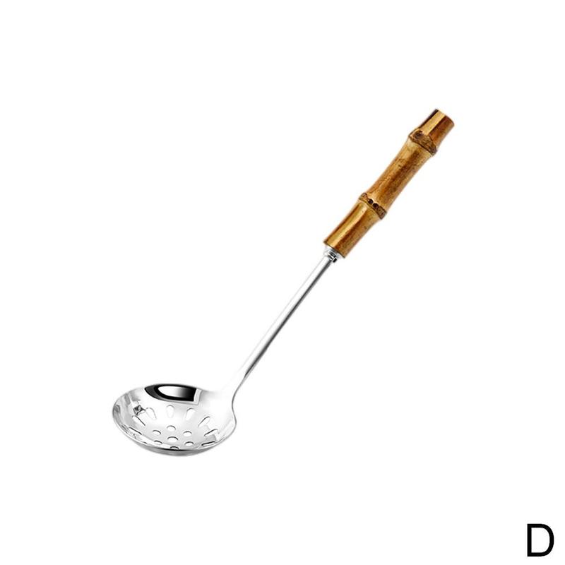 Kitchen Steel Long Handle Gold Soup Ladle Slotted Colander Spoon Filter Pot Strainer Cooking Skimmer Set Tool I6S8: D