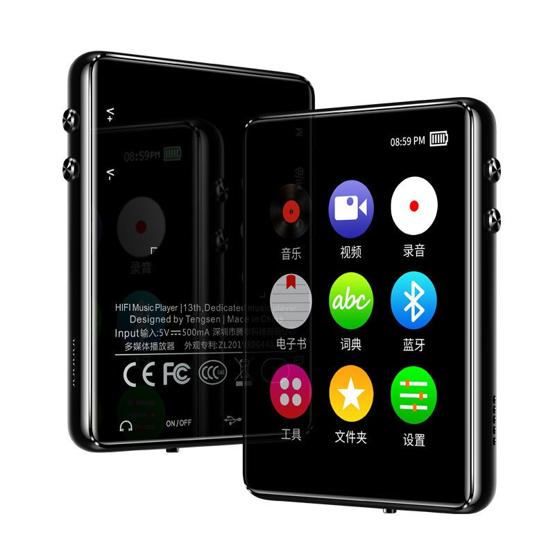 Bluetooth MP3 Player 16GB Full Touch Screen 2.4inch Noise Canceling Walkman Stereo Hifi Music Players Supports TF Card 4GB 8GB: Black / 8GB
