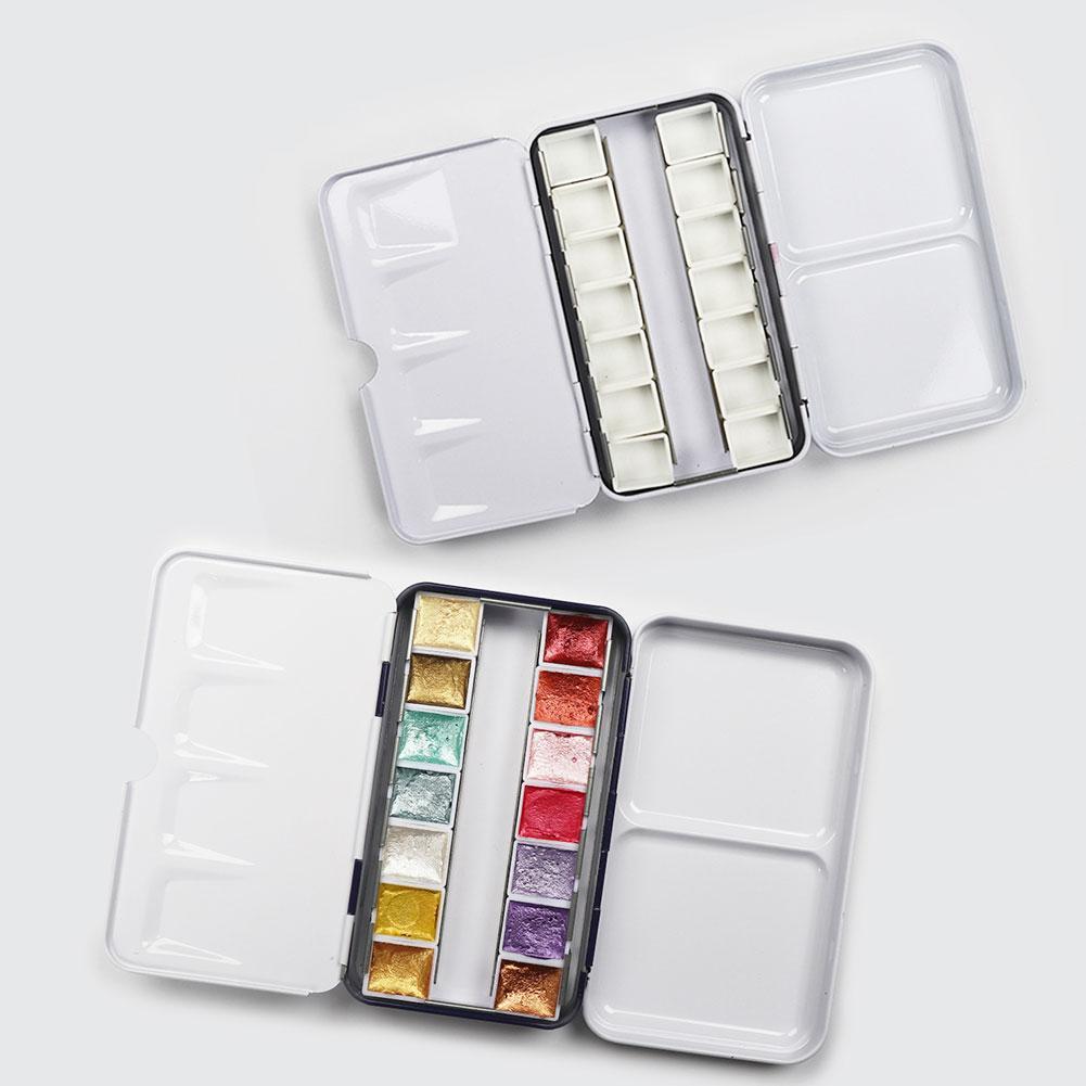 Caja vacía de latas para pinturas de acuarela, almacenamiento de paleta de pintura con 14 cajas de subembalaje para suministros de pintura artística