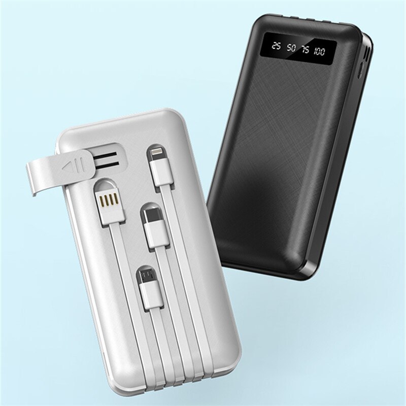 20000mAh Uitra Große Kapazität Gebaut in Kabel Energie Bank Tragbare LED Digital Anzeige Bildschirm Energie Für iPhone 12 Profi huawei