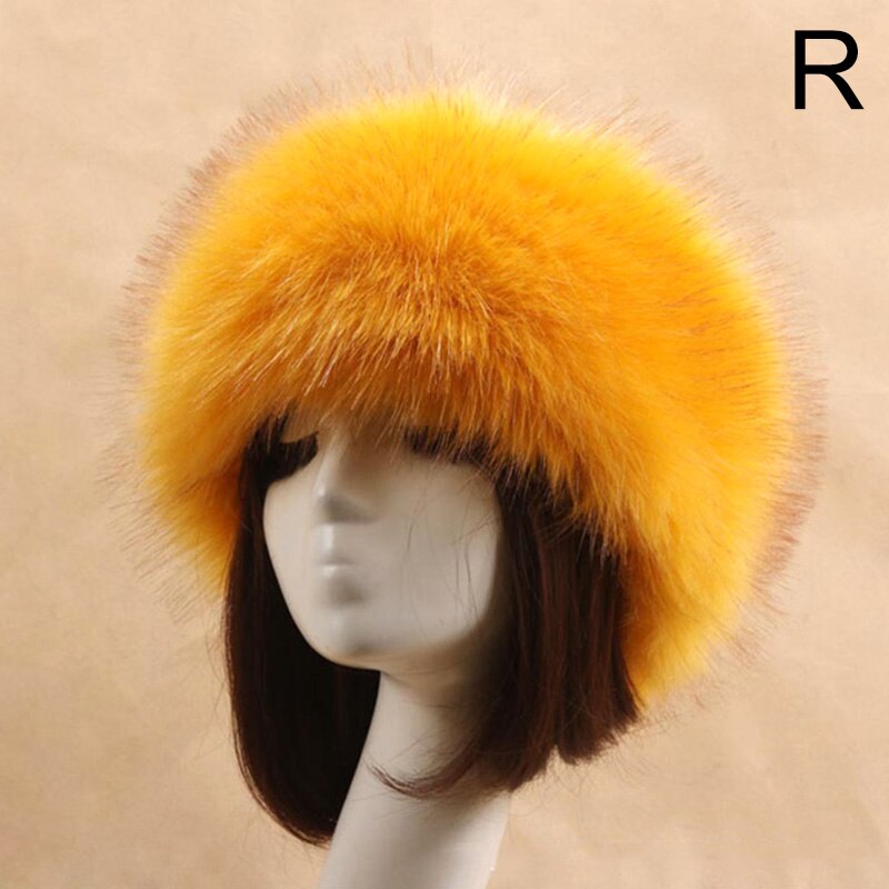 Winter Dikke Harige Haarband Fluffy Russische Faux Fur Vrouwen Meisje Bont Hoofdband Hoed Winter Outdoor Earwarmer Ski Hoeden Hoofddeksels: R