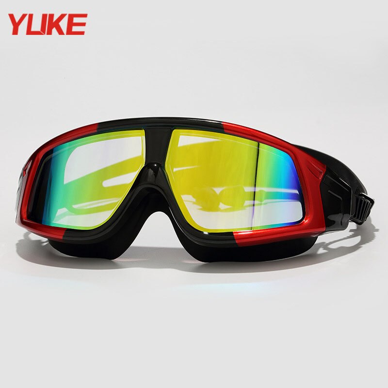 YUKE hommes femmes noir bleu rose rouge jaune coloré lunettes de natation anti-buée UV placage grand cadre myopie lunettes de natation