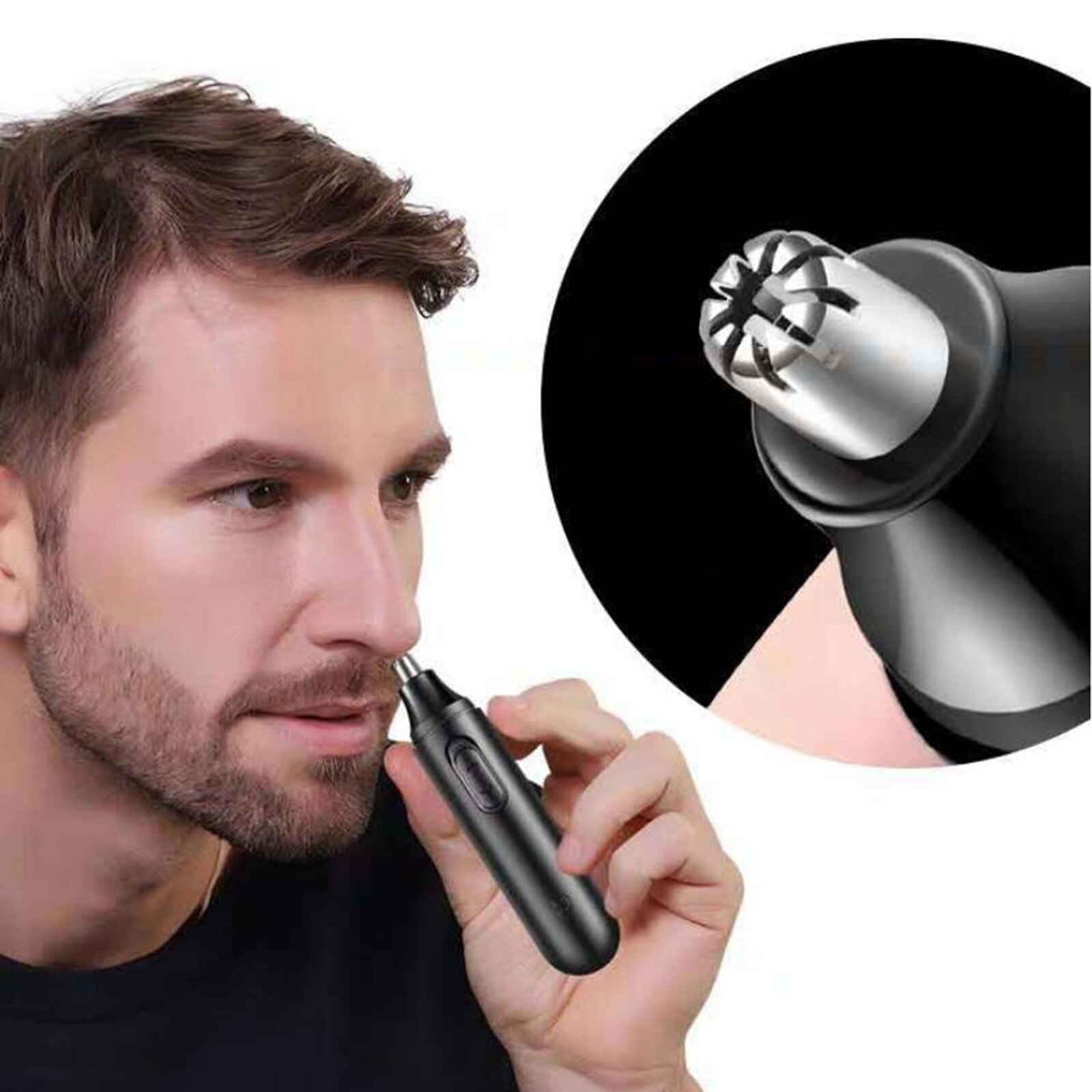 Men Portable Nose and Ear Hair Trimmer ,Electric Stainless Blades Nose Trimmer